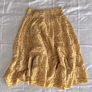 Yellow Floral Midi Skirt